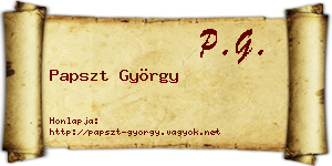 Papszt György névjegykártya
